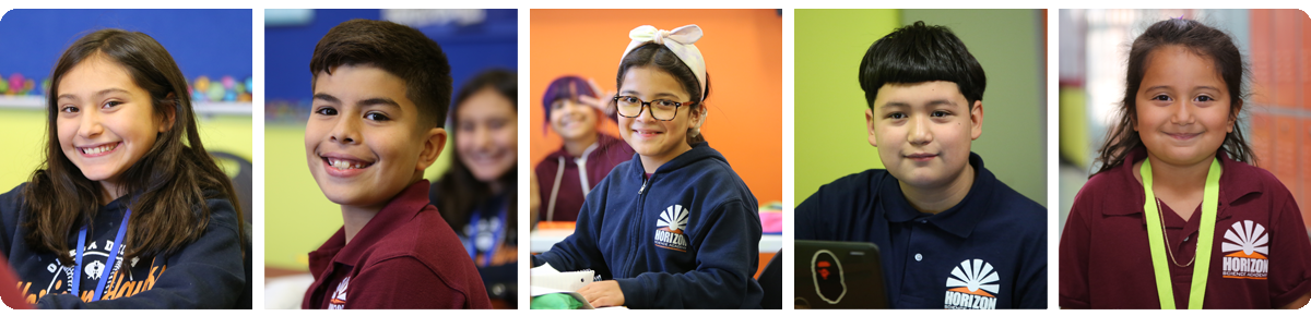 Collage of five individual student portraits